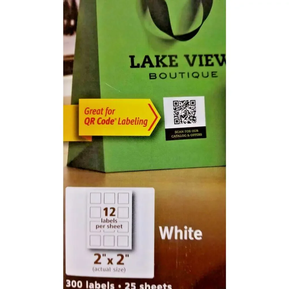 Labels - Avery 22806 White 2 x 2 Square Labels Laser or Inkjet 60 ct‎ (5 sheets)